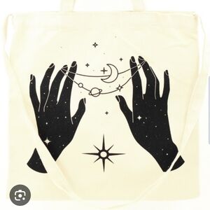 Cream Tote Bag with Black Celestial Design